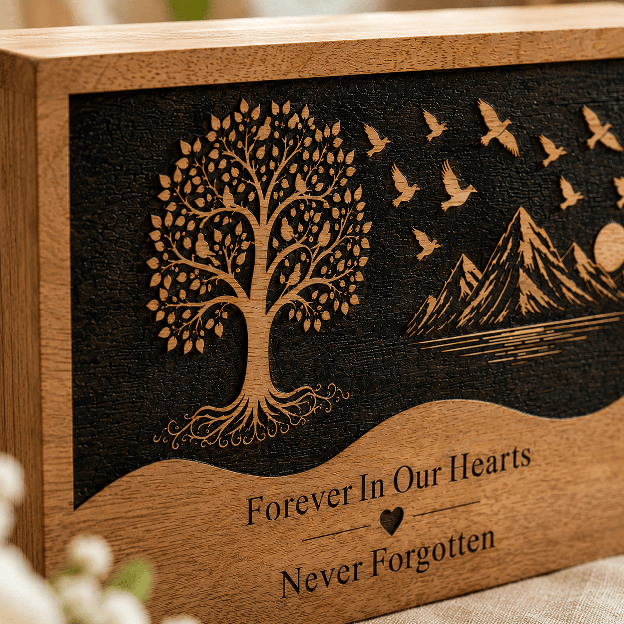 Personalized Tree of Life Wooden Urn for Human Ashes – Adult & Keepsake Sizes