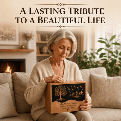 Personalized Tree of Life Wooden Urn for Human Ashes – Adult & Keepsake Sizes