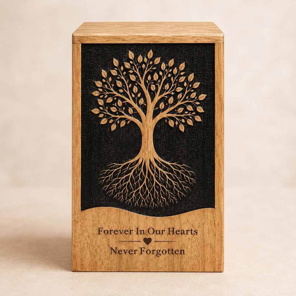 Personalized Tree of Life Solid Wood Urn for Human Ashes
