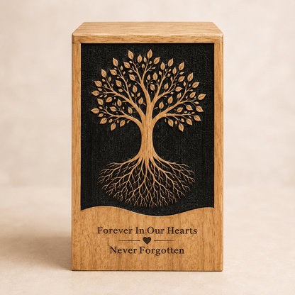Personalized Tree of Life solid Wood Urn for Human Ashes – Adult & Keepsake