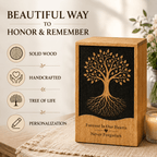 Personalized Tree of Life Solid Wood Urn for Human Ashes