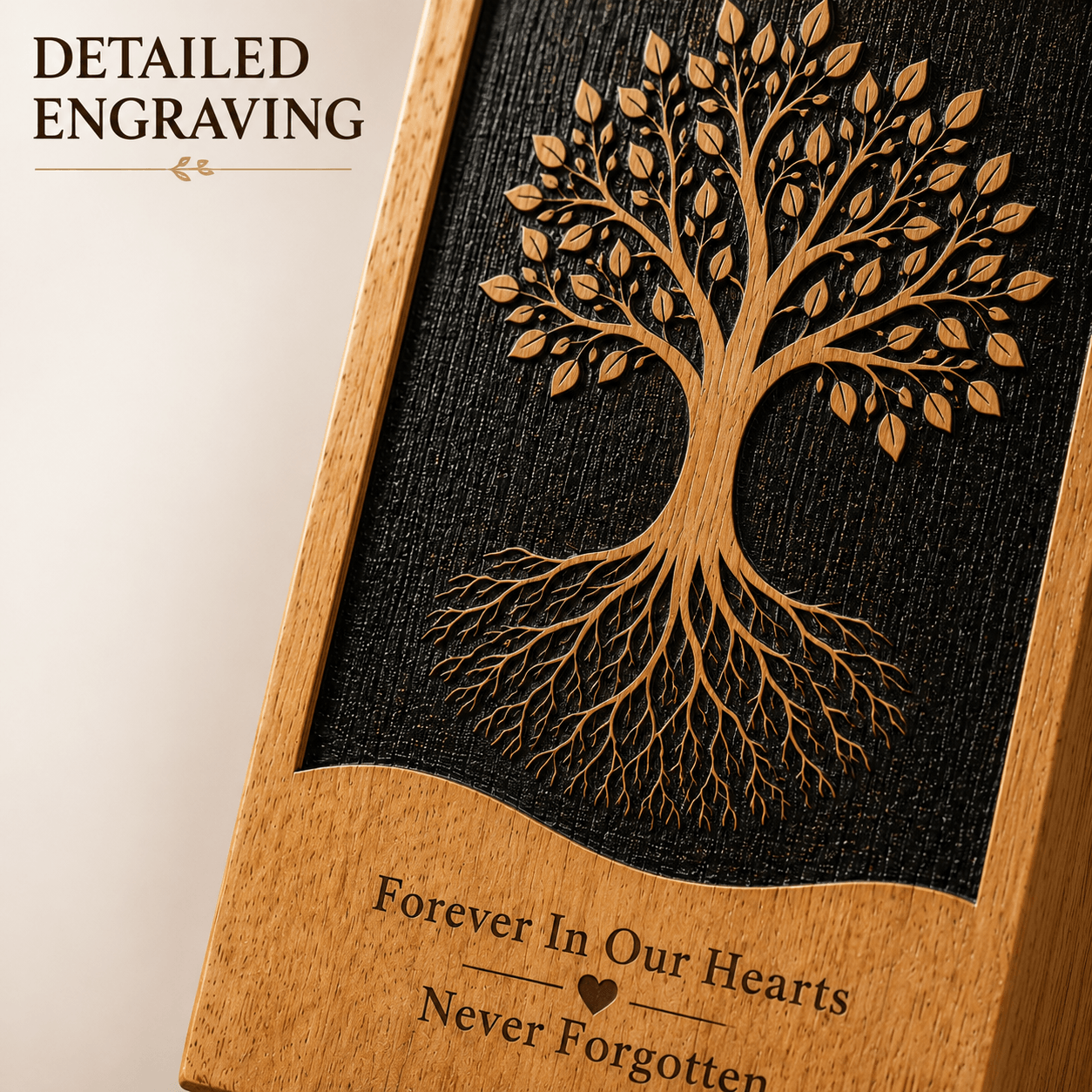Personalized Tree of Life solid Wood Urn for Human Ashes – Adult & Keepsake