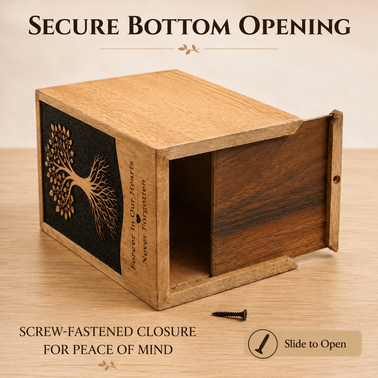Personalized Tree of Life solid Wood Urn for Human Ashes – Adult & Keepsake
