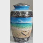 Beach Heart Cremation Urn for Human Ashes Adult 200 cubic in