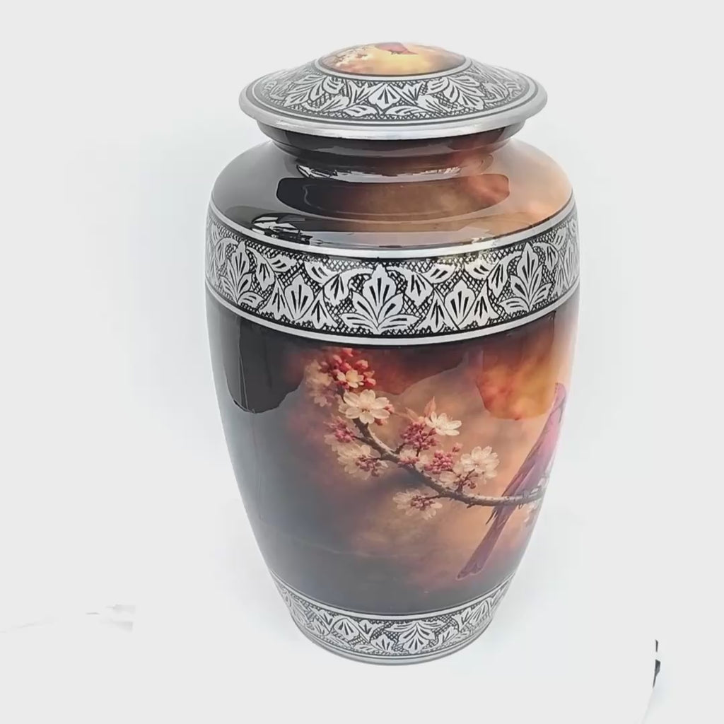 Red Cardinal Bird Cremation Urn for Human Ashes Adult