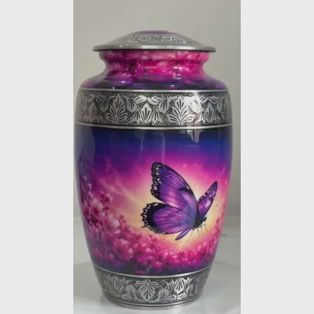 Purple Butterfly Cremation Urn for Human Ashes Adult